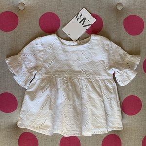 ZARA Baby Ruffle Sleeve Eyelet Tunic